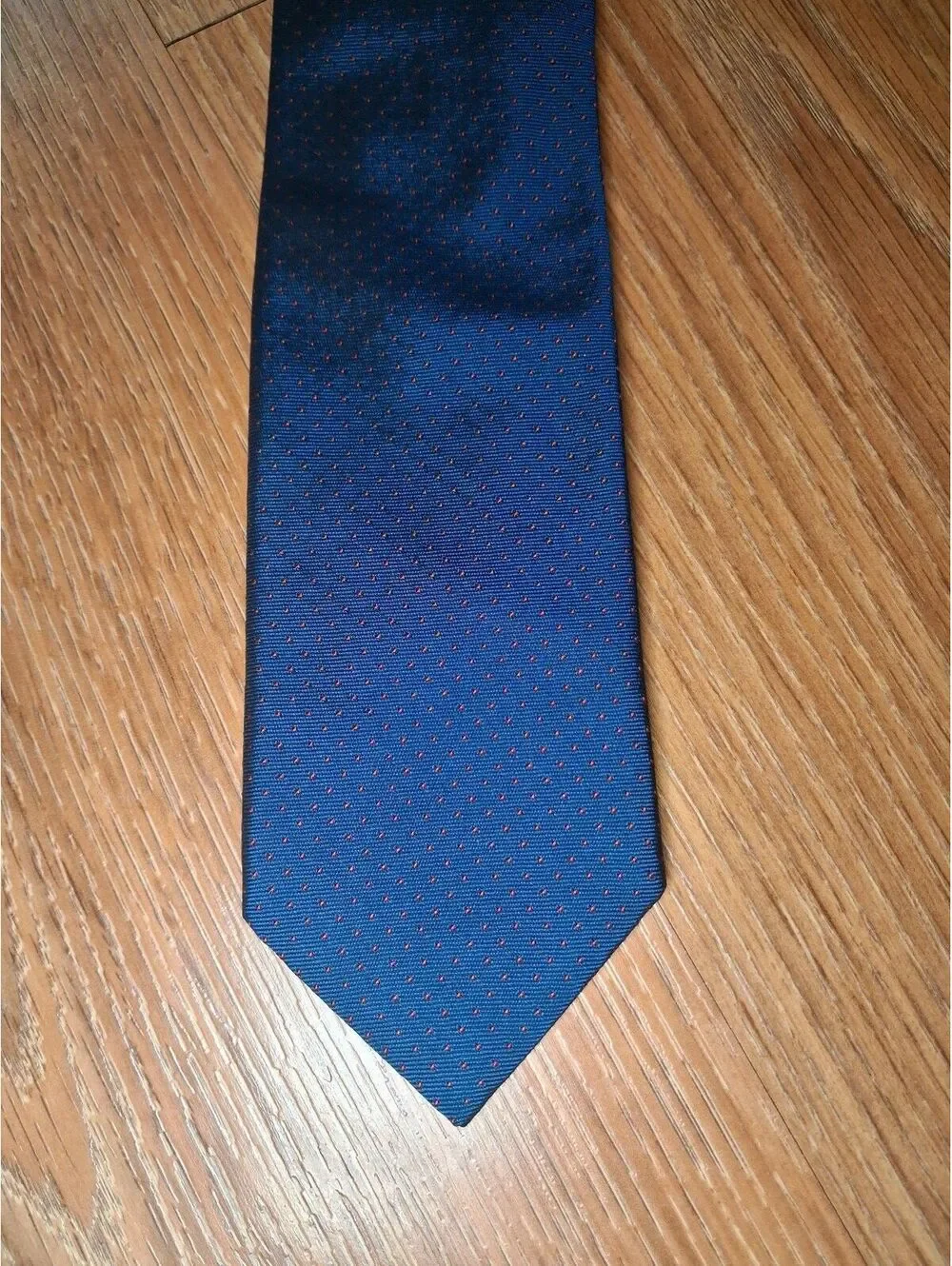 J Crew Silk Tie Navy Polka Dot Handmade in USA Slim Skinny